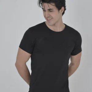 Erkek Gögüs Fileli Slim fit T-shirt - Siyah