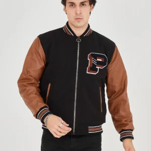 Erkek İçten Elyaf ve Astarlı Kolları Suni Deri Ceket - Kahverengi