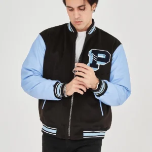 Erkek İçten Elyaf ve Astarlı Kolları Suni Deri Ceket - Mavi