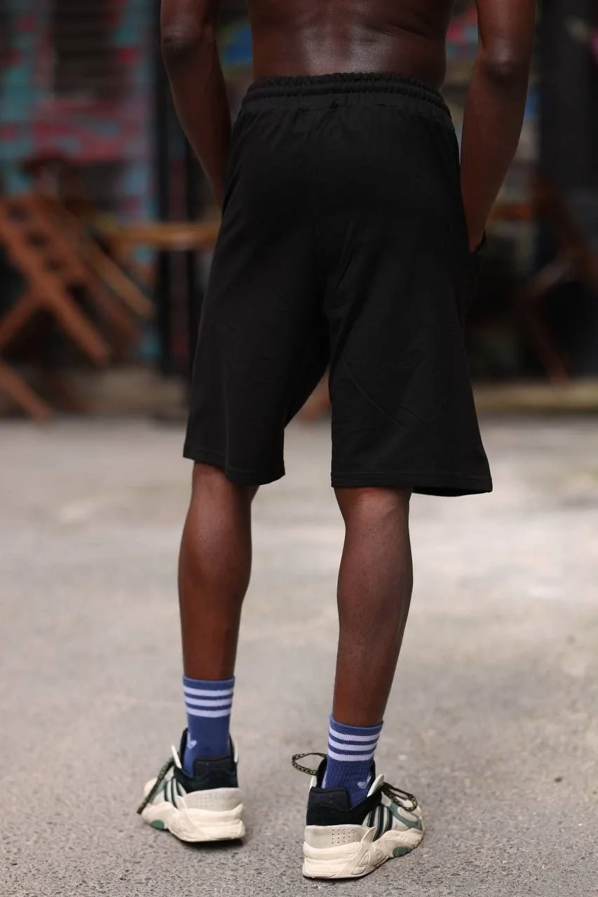 Erkek İki İplik Cepli Şort - Siyah - Görsel 2