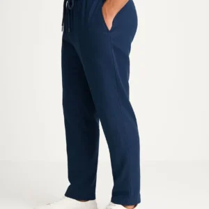 Alternative view of Erkek Keten Pantolon – Cepli, Beli Lastikli ve Bağcıklı, Nefes Alan Rahat Kalıp, Yazlık ve Baharlık Günlük Giyim, Şık & Konforlu Boru Paça Model - Lacivert