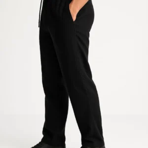 Alternative view of Erkek Keten Pantolon – Cepli, Beli Lastikli ve Bağcıklı, Nefes Alan Rahat Kalıp, Yazlık ve Baharlık Günlük Giyim, Şık & Konforlu Boru Paça Model - Siyah