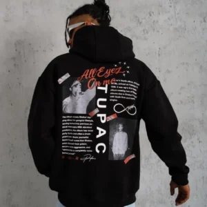 Alternative view of Erkek Ön Arka Baskılı Kapşonlu Sweat - Siyah