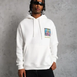 Alternative view of Erkek Patel Six Baskılı Kapüşonlu Sweat - Beyaz