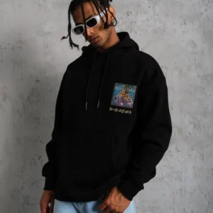 Alternative view of Erkek Patel Six Baskılı Kapüşonlu Sweat - Siyah