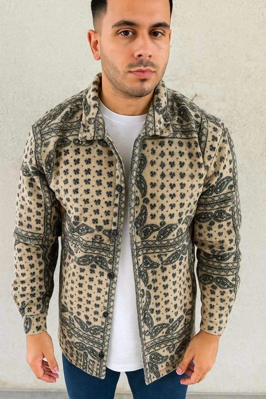 Erkek Polar Fermuarlı Sweatshirt – Kapüşonsuz, Cepli, Yumuşak Dokulu, Oversize Rahat Kalıp, Kışlık Sıcak Tutan Fermuarlı Üst - Bej