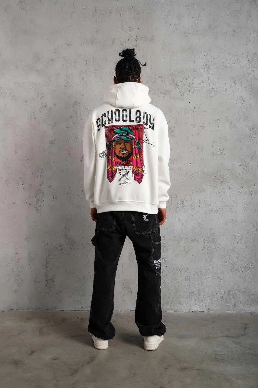 Erkek SCHOOL BOY Baskılı Kapüşonlu Sweat - Beyaz - Görsel 3