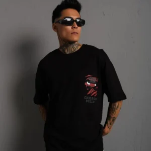 Alternative view of Erkek Sırt Baskılı A Kalite Oversize T-shirt - Siyah