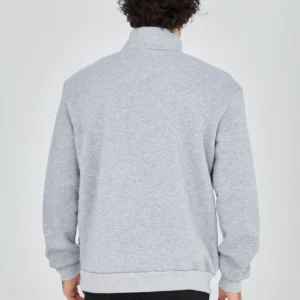 Alternative view of Erkek Yarım Fermuarlı Baskılı Sweat - Gri