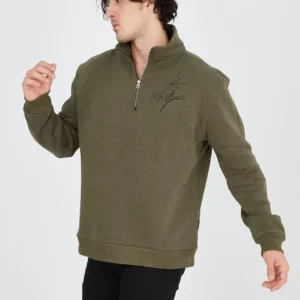 Alternative view of Erkek Yarım Fermuarlı Baskılı Sweat - Yeşil