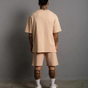 Alternative view of Erkek Alev Baskılı İkili Şortlu Takım - Bej