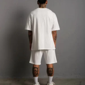 Alternative view of Erkek Alev Baskılı İkili Şortlu Takım - Beyaz