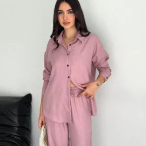 Gömlek Pantolon ikili Takım - Toz Pembe