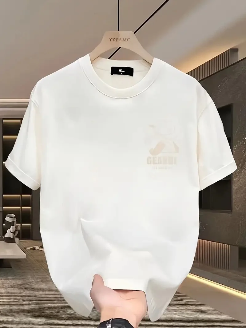 Geniş Kesim Pamuklu Tişört - "GANDHI The Project" Baskılı, Beyaz, Rahat Kesim, Kısa Kollu, Günlük Kıyafet, Her Gün Giyilebilecek Tişört- Beyaz - Görsel 2