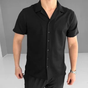 İki İplik Kumaş Gömlek - Siyah