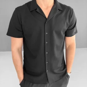 Alternative view of İki İplik Kumaş Gömlek - Siyah