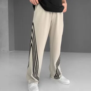 İki İplik Kumaş Şeritli Alt Esofman - Gri