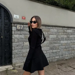 Alternative view of İkili Fermuarlı Hırkalı Etekli Takım - Siyah