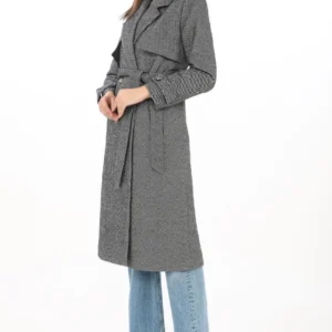 Alternative view of Kadın Balık Sırtı Kaşmir Uzun Kaşe Kaban - Füme