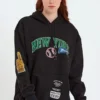 Kadın Baskılı Kapüşonlu Sweatshirt - Siyah