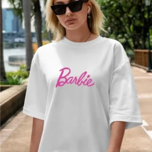 Kadın Baskılı Oversize T-shirt - Beyaz