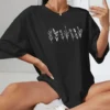 Kadın Baskılı Oversize T-shirt - Siyah