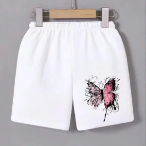 Kadın Beli Lastikli Baskılı Mini Şort - Beyaz