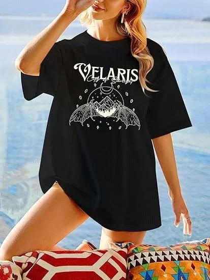 Kadın Bisiklet Yaka Baskılı T-shirt - Siyah - Görsel 2