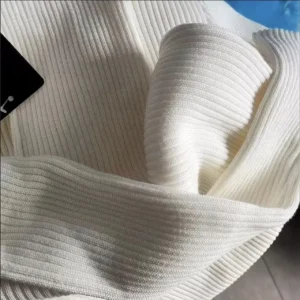 Alternative view of Kadın Boğazlı Triko Elbise – Uzun Fitilli Esnek Dokuma, Tam Kalıp, Kışlık & Baharlık Şık Rahat Stil, 130 cm Midi Boy Elbise - Beyaz