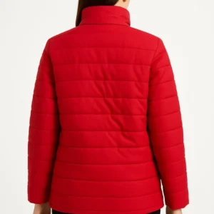 Alternative view of Kadın Bomber Mont Ceket – Su İtici Kumaş, Kapitone Astarlı, Fermuarlı, Kışlık - Kırmızı