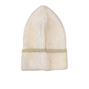 Kadın Dokuma Simli Triko Bere - Beyaz