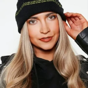 Kadın Dokuma Simli Triko Bere - Siyah