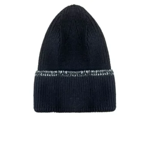 Kadın Dokuma Simli Triko Bere - Siyah