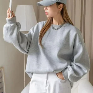 Alternative view of Kadın Düz Bisiklet Yaka Sweat - Gri