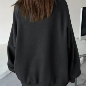 Alternative view of Kadın Düz Bisiklet Yaka Sweat - Siyah