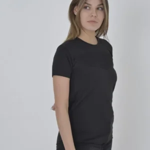 Alternative view of Kadın Gögüs Fileli Slim fit T-shirt - Siyah