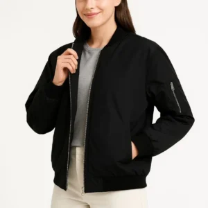 Kadın Bomber Mont Ceket – Fermuarlı, Kapitone İçi Astarlı, Su İtici Kumaş, Regular Fit, Yandan Cepli, Günlük Bahar & Kış Şık Rahat Stil - Siyah
