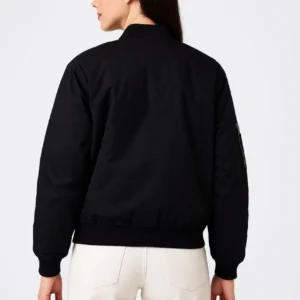 Alternative view of Kadın Bomber Mont Ceket – Fermuarlı, Kapitone İçi Astarlı, Su İtici Kumaş, Regular Fit, Yandan Cepli, Günlük Bahar & Kış Şık Rahat Stil - Siyah