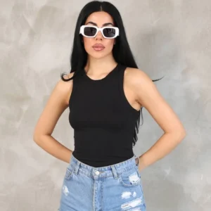 Kadın Kolsuz Badi bluz - Siyah