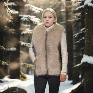 Kadın Kolsuz Fermuarlı Yelek - Kahve