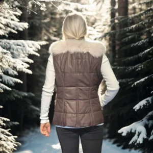 Alternative view of Kadın Kolsuz Fermuarlı Yelek - Kahve