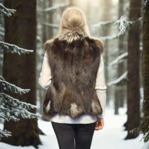 Alternative view of Kadın Kolsuz Fermuarlı Yelek - Kahve