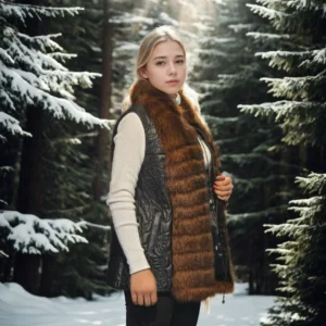 Alternative view of Kadın Kolsuz Fermuarlı Yelek - Siyah