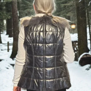 Alternative view of Kadın Kolsuz Fermuarlı Yelek - Siyah