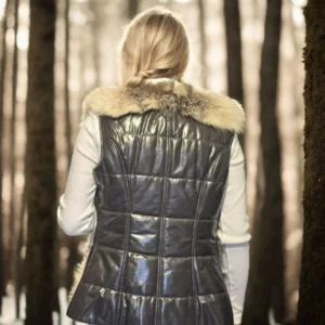 Alternative view of Kadın Kolsuz Hakiki Yelek - Fuşya