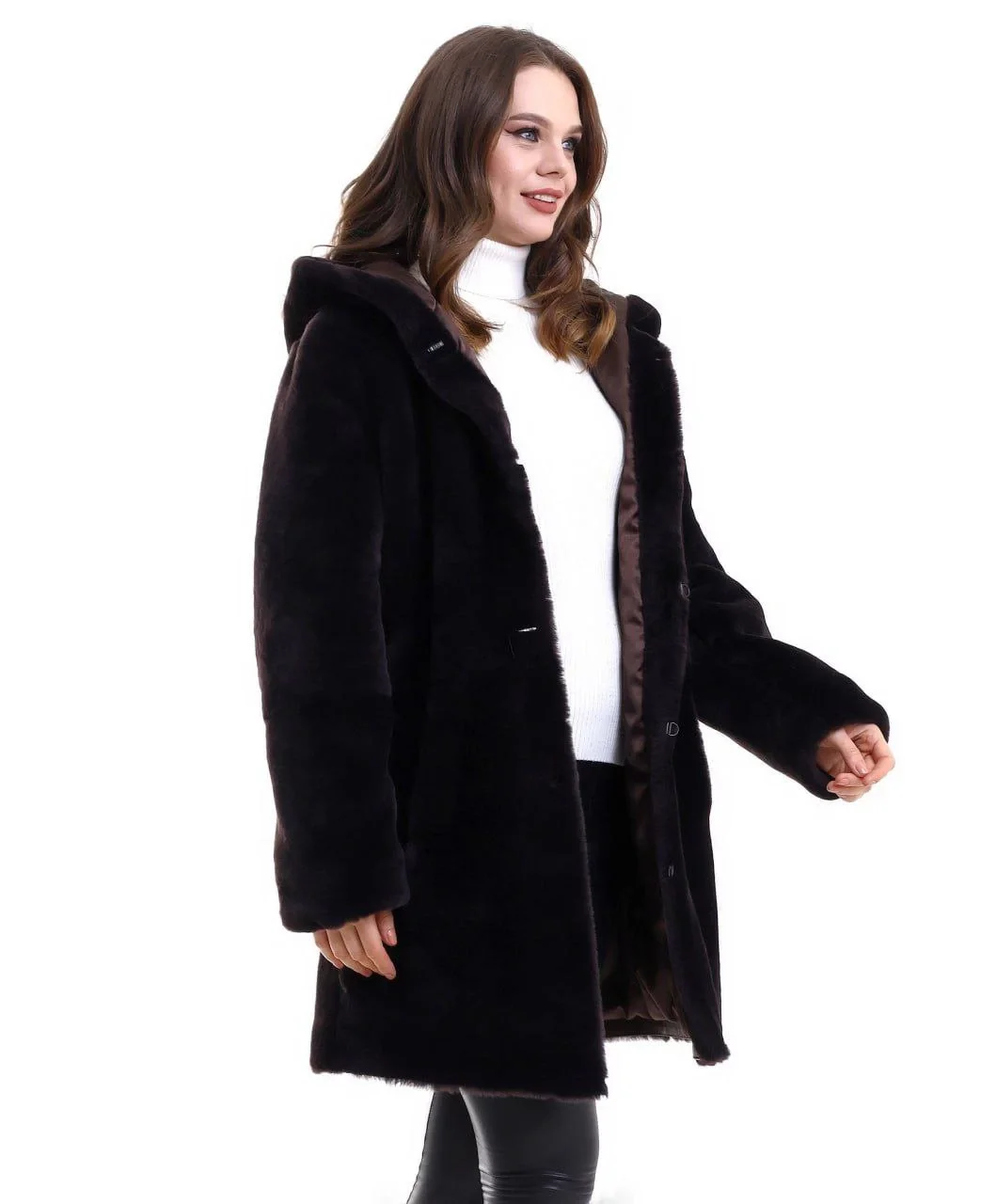 Kadın Reks Kapüşonlu - Kahverengi - Görsel 5