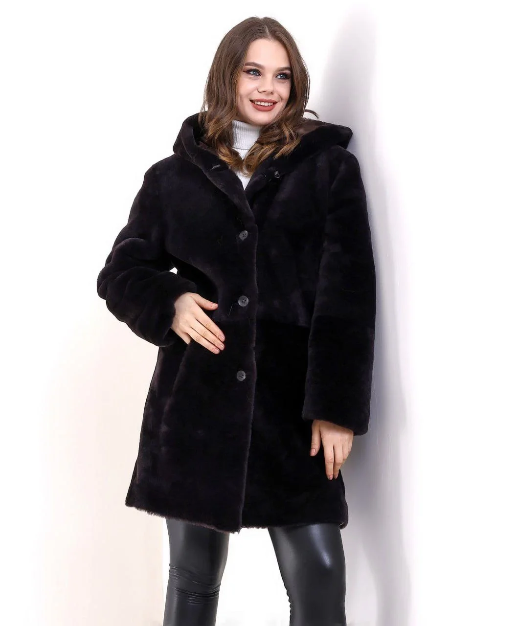 Kadın Reks Kapüşonlu - Kahverengi - Görsel 7