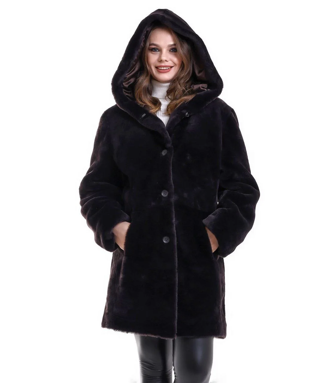 Kadın Reks Kapüşonlu - Kahverengi - Görsel 6