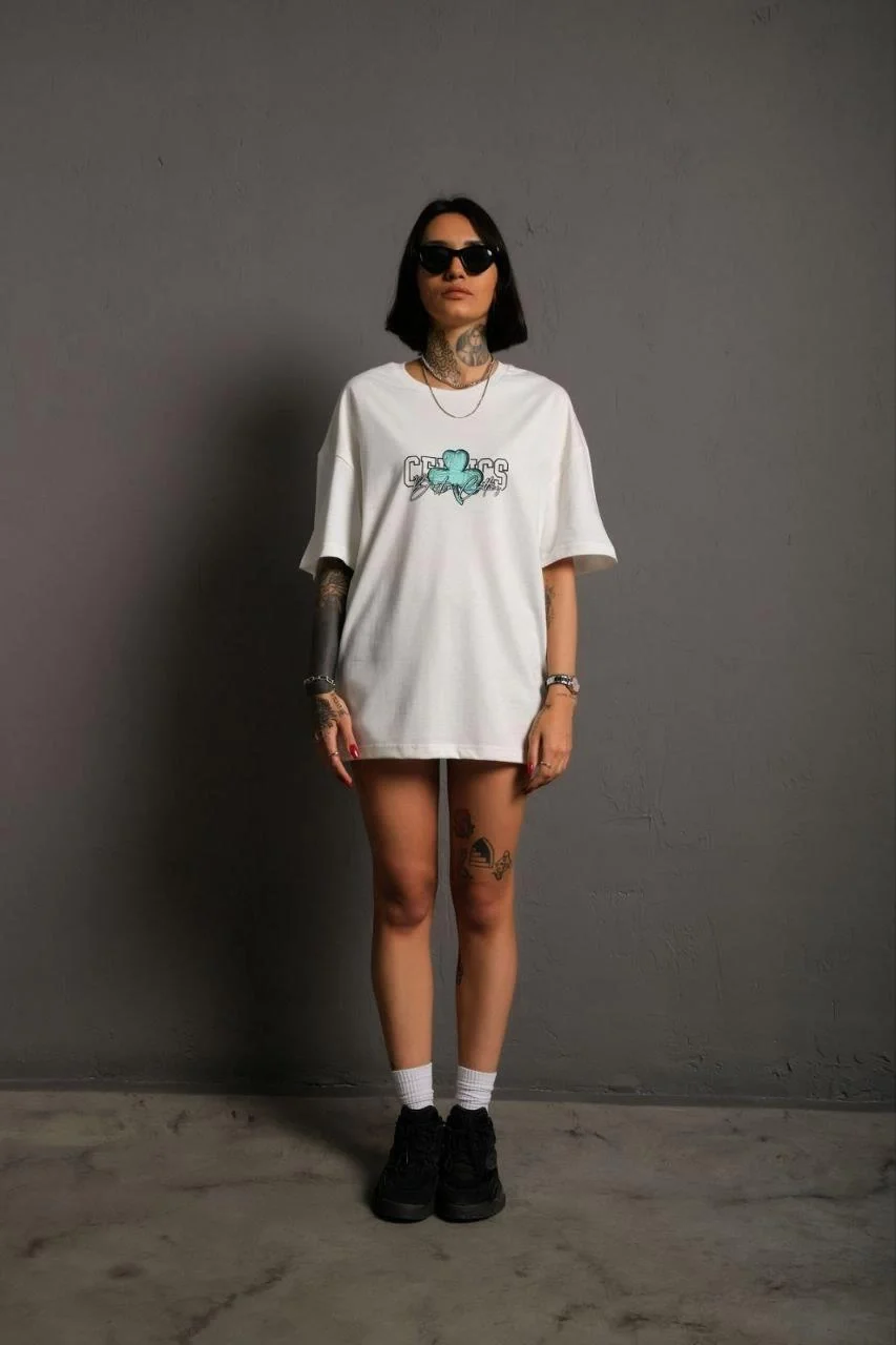 Kadın Sırt Baskılı T-shirt - Beyaz - Görsel 2