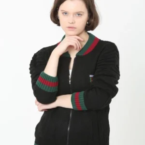 Kadın Tam Fermuarlı Triko Hırka - Siyah